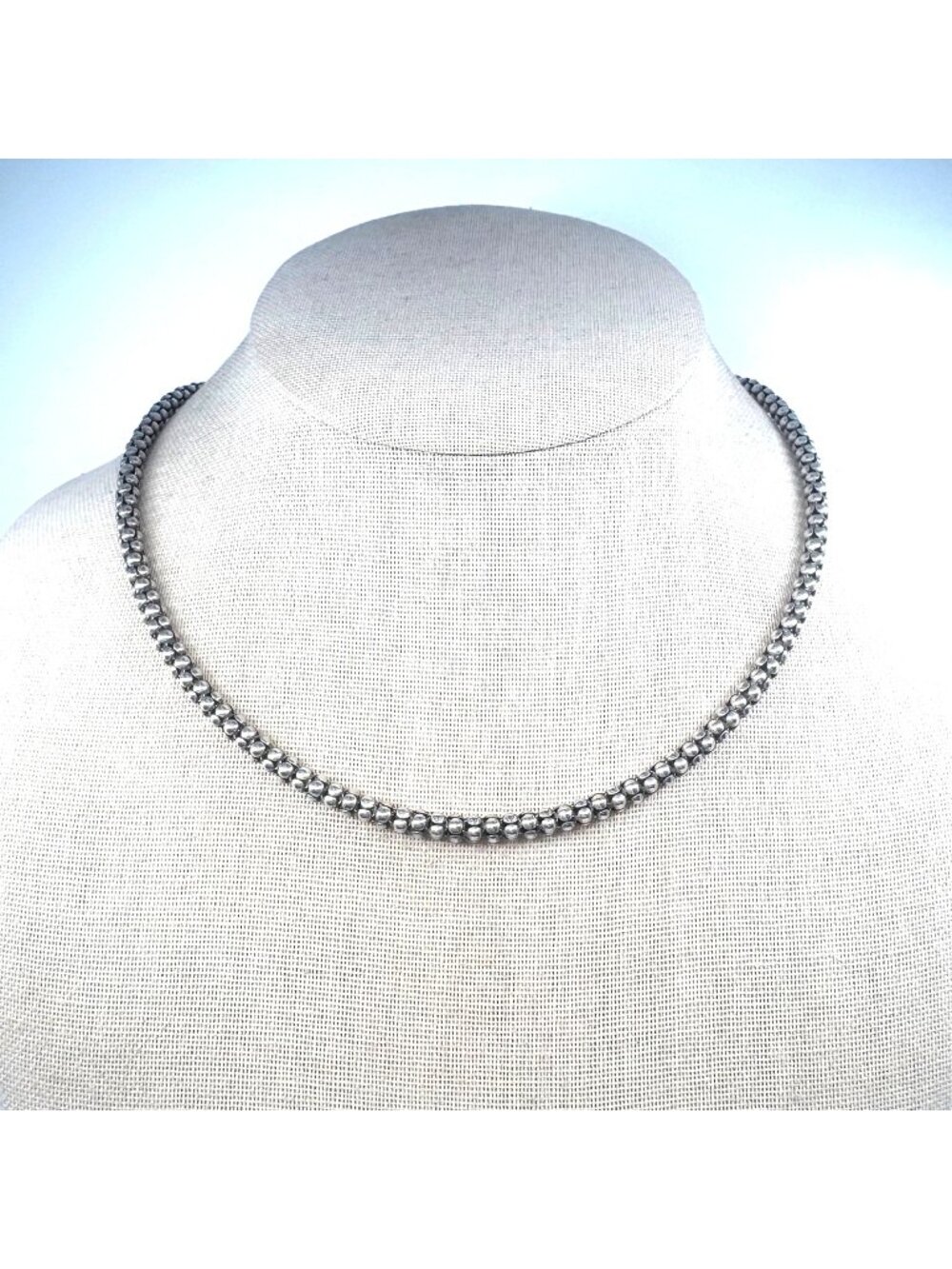 Popcorn Chain Necklace Lobster Clasp Sterling Silver 925 Size 16" Length